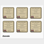 Rustische primitieve productlabels voor kaarsen vierkante sticker (Vel)