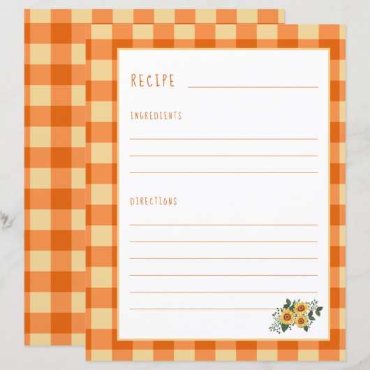 Rustische recept-pagina voor de organisator van he (Voorkant / Achterkant)