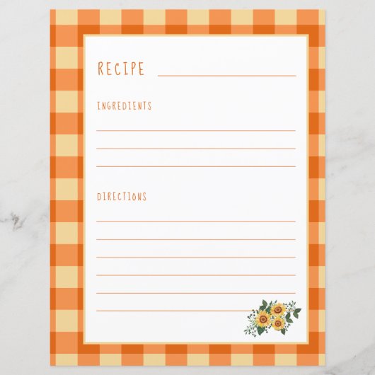Rustische recept-pagina voor de organisator van he (Voorkant)
