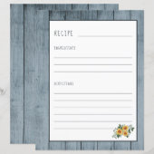 Rustische recept-pagina voor de organisator van he (Voorkant / Achterkant)