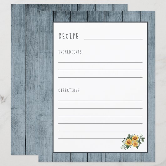 Rustische recept-pagina voor de organisator van he (Voorkant / Achterkant)