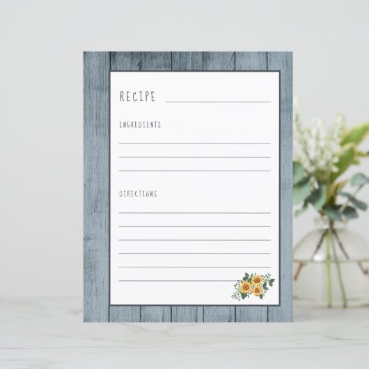 Rustische recept-pagina voor de organisator van he (Staand voorkant)