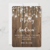 Rustische reeks lichtbruiloft RSVP KAART INVITER (Voorkant)