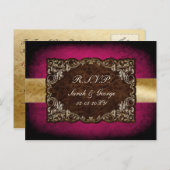 Rustische regale sierfusie en goudweddenschap uitnodiging briefkaart (Voorkant / Achterkant)