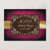 Rustische regale sierfusie en goudweddenschap uitnodiging briefkaart (Voorkant)