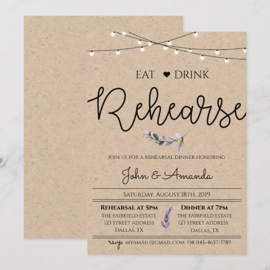 Rustische repetitie kaart (Voorkant / Achterkant)