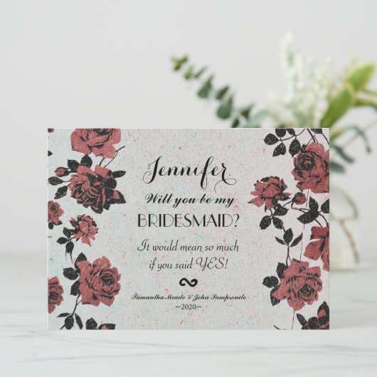 Rustische rode Romantische Rozen Kaart (Staand voorkant)