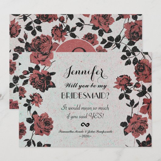 Rustische rode Romantische Rozen Kaart (Voorkant / Achterkant)