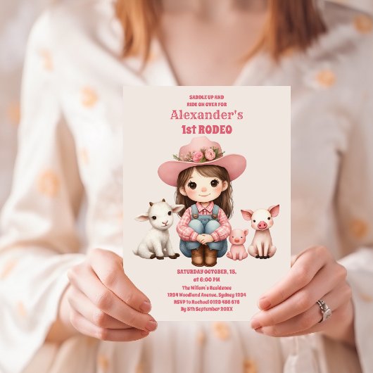 Rustische rodeo cowgirl westerne koe 1 verjaardag kaart