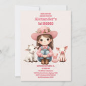 Rustische rodeo cowgirl westerne koe 1 verjaardag kaart (Voorkant)