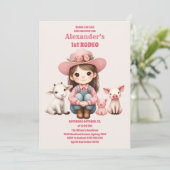 Rustische rodeo cowgirl westerne koe 1 verjaardag kaart (Staand voorkant)