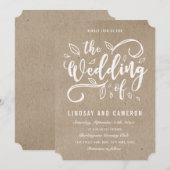 Rustische Romance | Faux Kraft Paper Wedding Invit Kaart (Voorkant / Achterkant)