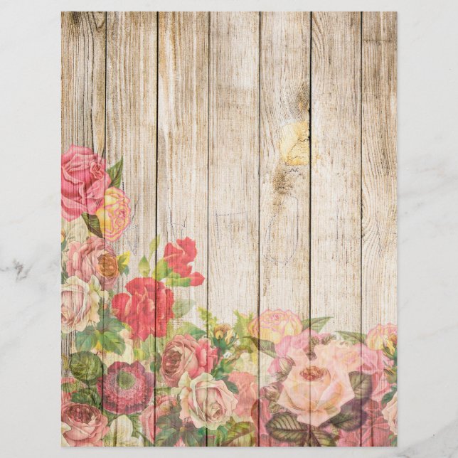  Rustische Romantische Rozen Hout (Voorkant)