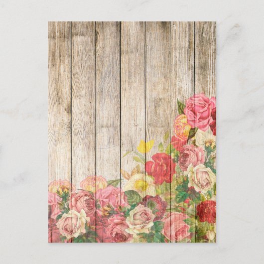  Rustische Romantische Rozen Hout Briefkaart (Voorkant)