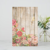 Rustische Romantische Rozen Hout Briefpapier (Staand voorkant)