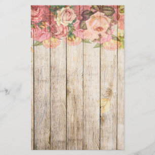 Rustische Romantische Rozen Hout Briefpapier