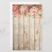  Rustische Romantische Rozen Hout Briefpapier (Voorkant / Achterkant)