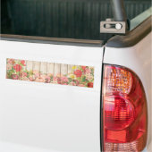 Rustische Romantische Rozen Hout Bumpersticker (Op Truck)