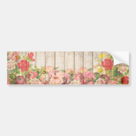  Rustische Romantische Rozen Hout Bumpersticker