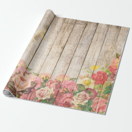  Rustische Romantische Rozen Hout Cadeaupapier