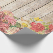 Rustische Romantische Rozen Hout Cadeaupapier (Hoek)