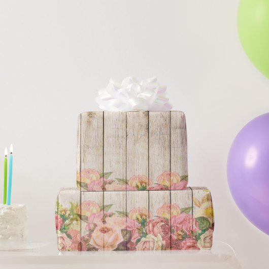  Rustische Romantische Rozen Hout Cadeaupapier (Feestgeschenken)