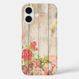 Rustische Romantische Rozen Hout iPhone 16 Hoesje