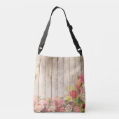 Rustische Romantische Rozen Hout Crossbody Tas (Achterkant)