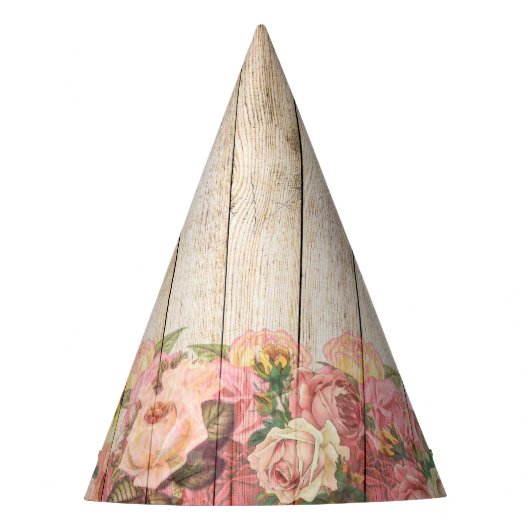  Rustische Romantische Rozen Hout Feesthoedjes (Voorkant)