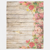 Rustische Romantische Rozen Hout Fleece Deken (Voorkant)