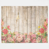  Rustische Romantische Rozen Hout Fleece Deken (Voorkant (Horizontaal))