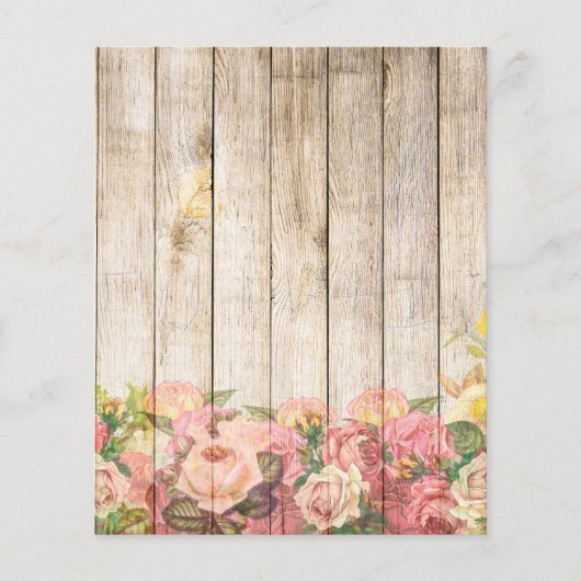  Rustische Romantische Rozen Hout Flyer (Voorkant)