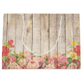  Rustische Romantische Rozen Hout Groot Cadeauzakje (Voorkant)