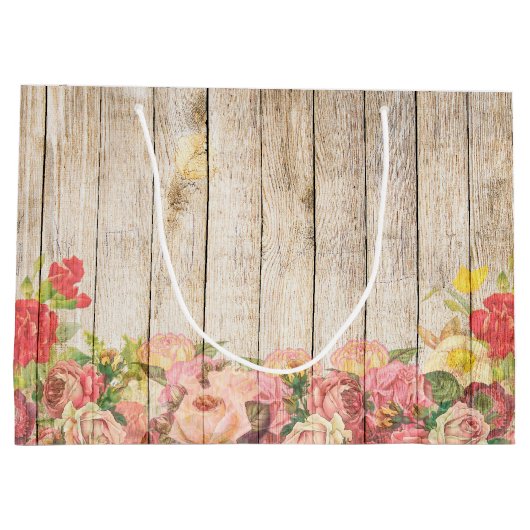  Rustische Romantische Rozen Hout Groot Cadeauzakje (Achterkant)