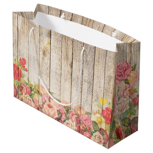  Rustische Romantische Rozen Hout Groot Cadeauzakje (Achterkant Gekanteld)