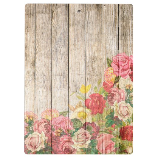  Rustische Romantische Rozen Hout Klembord (Achterkant)