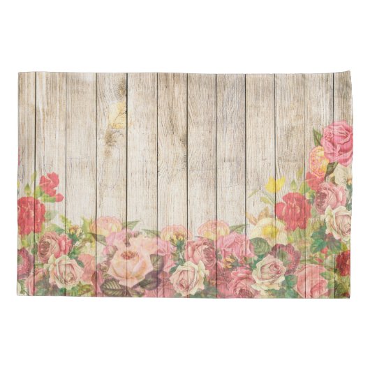 Rustische Romantische Rozen Hout Kussensloop (Achterkant)