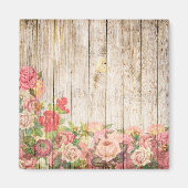 Rustische Romantische Rozen Hout Magneet (Voorkant)