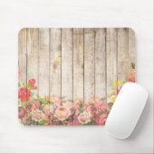 Rustische Romantische Rozen Hout Muismat (Met muis)