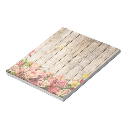  Rustische Romantische Rozen Hout Notitieblok (Linkerzijde)