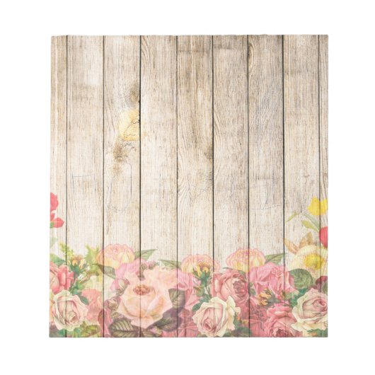  Rustische Romantische Rozen Hout Notitieblok (Voorkant)