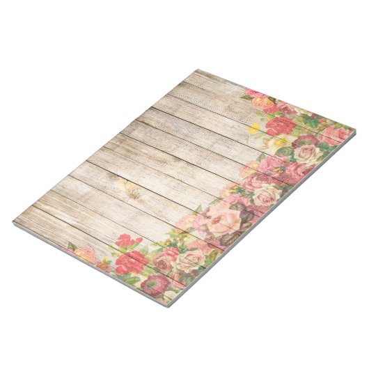 Rustische Romantische Rozen Hout Notitieblok (Schuin)