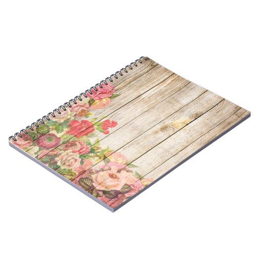 Rustische Romantische Rozen Hout Notitieboek (Linkerzijde)