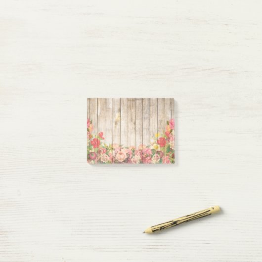  Rustische Romantische Rozen Hout Post-it® Notes (Op bureau)