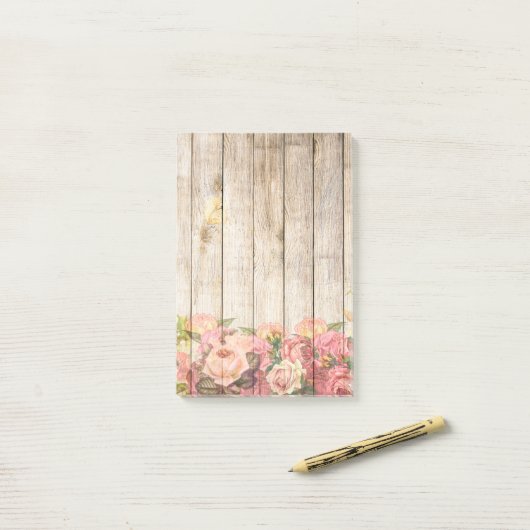  Rustische Romantische Rozen Hout Post-it® Notes (Op bureau)