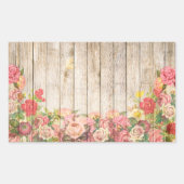 Rustische Romantische Rozen Hout Rechthoekige Sticker (Voorkant)