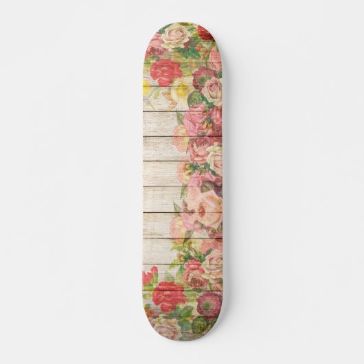 Rustische Romantische Rozen Hout Skateboard (Voorkant)