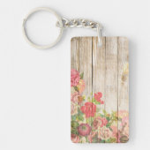 Rustische Romantische Rozen Hout Sleutelhanger (Voorkant)