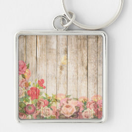  Rustische Romantische Rozen Hout Sleutelhanger