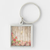  Rustische Romantische Rozen Hout Sleutelhanger (Voorkant)